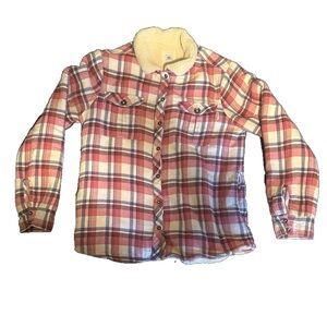 Rip Curl Women’s Sherpa-Lined Fleece Flannel Jacket – Plaid – Size M